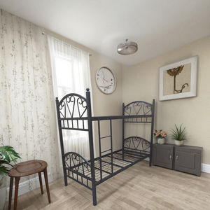 เตียงโลหะสองชั้นแบบคู่ที่แยกออกจากกันได้หัวเตียงดอกไม้อเนกประสงค์ดีไซน์สี่เหลี่ยมสำหรับห้องนอนพับได้ - Product Image 5