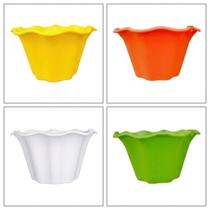 Heavy Duty Weather Resistant PP <b>Plastic</b> Wavy Edge Tulip Hanging Pots Multi Color <b>Planters</b> for Commercial <b>Large</b> Size - Product Image 5