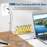 SYONG Kabel USB 3.2 240w Power Delivery dengan Selubung Nilon, Transfer Data 4K60Hz 20Gbps untuk Ponsel, iPad, Hub, Laptop, Monitor