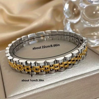 Bracelet en acier inoxydable plaqué or 18 carats pour hommes, chaîne de montre réglable, style européen et américain