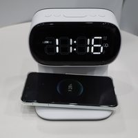 Lámpara de Noche Portátil con Reloj, Luz Nocturna con 3 Niveles de Intensidad Táctil, Diseño Moderno, Lámpara de Escritorio LED para Hogar, Oficina y Viajes