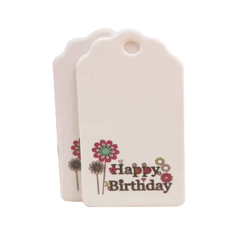 100pc/pack Ivory Board Small Tags 4*2cm Happy Birthday Party Supplies Decorations Gifts Custom Hang Tags