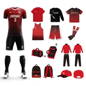 Gratis Design Custom Sportkleding Goedkope Voetbal Uniform Set Voetbal Jersey Korte Rode Witte Voetbal Jersey Voetbalshirts Thailand