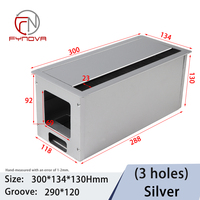 Caja de cableado integrada de escritorio tipo 86, 130 mm, de alta capacidad, de aleación de aluminio, con tapa abatible, para oficina, con cubierta de goma y cepillo