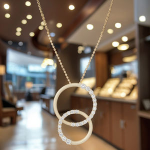 <span class=keywords><strong>Jingjing</strong></span> Jewelry Collier en argent sterling 925 élégant Pendentif double cercle plaqué or Pendentifs fins pour femmes Charmes - Product Image 3