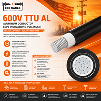 Cable TTU de 600V con conductor de aluminio, aislamiento de LDPE y revestimiento de PVC, 2/0AWG, 1/0AWG, 350MCM, 500MCM, 750MCM