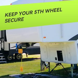 Lucchetto Giallo per 5th Wheel in Acciaio Rinforzato, Blocco Perno di Collegamento Antifurto con Etichetta di Avvertimento per 5th Wheel/Semirimorchi/Camper/Container - Product Image 2