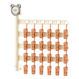 Folding Clothes Hanger With Multiple Clips Rotating Wall Mounted Sock Drying Tool Balcony Underwear Pantyhose Clips - Product Image 2