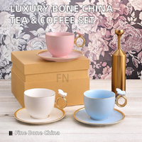 Ensemble de tasses à thé et à café de luxe faites à la main en porcelaine fine soucoupe en céramique de qualité supérieure