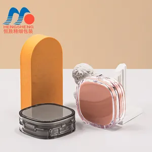 Wholesale Square Transparent Round Customized Cosmetic Tools Packaging Case Air Cushion Powder Case