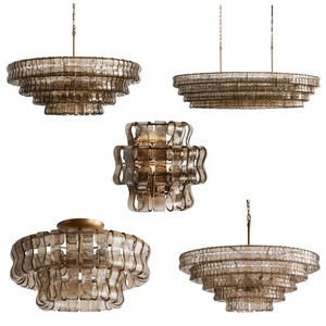 48 "di lusso rotondo fumo di cristallo lampadario lampada a sospensione per soggiorno E12 Base della lampadina - Product Image 2