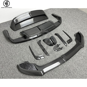 Pare-chocs en fibre de carbone style W12 pour Bentayga 2016-2018, finition brillante, tissage sergé, diffuseur avant/lèvre arrière/aileron/couvercle de rétroviseur - Product Image 4