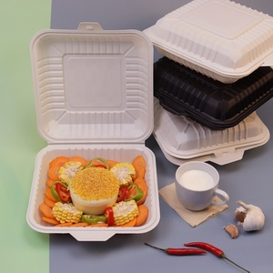 9x9 Inch 1 Compartment Disposable Restaurant Lunch Food Bagasse Box Clamshell