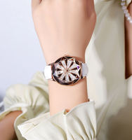 Jam Tangan Wanita SKMEI 2184 Casing Alloy Model Baru Fashionable, Desain Velg Mobil Berputar, Tali Kulit 16mm