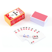 Cartes de jeu de mahjong personnalisées de haute qualité en papier bleu de 300 g/m² avec code-barres pour adultes