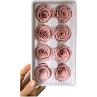 Têtes de roses préservées de qualité supérieure, 4-5 cm, rondes, matière florale pour cadeaux et décorations de mariage