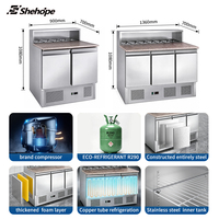 Table de préparation de salades commerciale américaine à 3 portes en acier inoxydable, à température unique, avec refroidissement par air et contrôle numérique