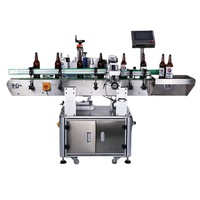 Machine d'étiquetage semi-automatique haute vitesse pour bouteilles de vin rouge et de boissons/alcoolisés, avec étiquetage avant/arrière, entraînée par moteur, pour emballages en bois.