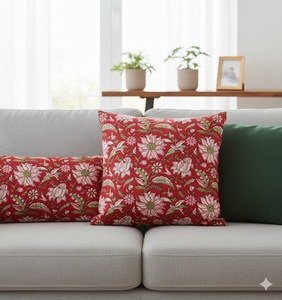 Tissu en coton biologique imprimé à la main, léger, tissé, à motifs floraux et de feuilles, pour rideaux, ameublement et décoration intérieure, prix de gros - Product Image 2