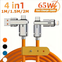 Câble USB Type-C 4-en-1 à charge rapide 65W 5A personnalisé en usine avec gaine en PVC pour ordinateur et imprimante iOS