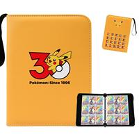 Vente en gros - Album de cartes Pokémon TCG pour le 30e anniversaire, en cuir PU, avec fermeture éclair, pour collectionneurs, 4 pochettes, 9 pochettes, rangement pour cartes à collectionner