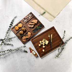 <span class=keywords><strong>Planche</strong></span> <span class=keywords><strong>à</strong></span> charcuterie magnétique double face en noyer de qualité supérieure pour servir du fromage et de la viande en toute occasion Excellente idée cadeau - Product Image 5