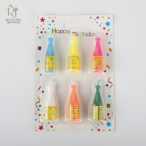Juego de velas de botella de champán personalizadas <span class=keywords><strong>para</strong></span> <span class=keywords><strong>cumpleaños</strong></span>, velas decorativas de fiesta creativas con forma de botella de vino de cera de parafina - Product Image 1
