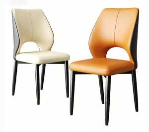Chaises de salle à manger en cuir de style scandinave moderne, revêtement en microfibre, sièges rembourrés, <span class=keywords><strong>pieds</strong></span> robustes en acier au carbone pour salons - Product Image 2