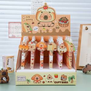 Stylo à clic en plastique Little Devil avec plusieurs autocollants de dessins animés, stylo neutre et autocollants classiques Montagnes et Mers - Product Image 3