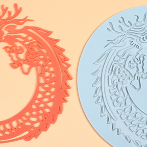 Early Riser Chinese Folding Fan Window Fondant Lace Mat <strong>Dragon</strong> Totem Chocolate Silicone Mold - Product Image 4