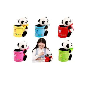 New panda factory wholesale children's toy doll stationery gift plush toy red panda doll pen holder