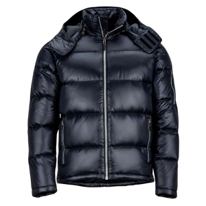Veste d'hiver décontractée pour homme, en duvet noir, avec capuche, coupe-vent, coupe classique, fermeture éclair - Product Image 1