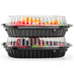 12 24 32 oz conteneur d'emballage jetable PET en plastique Multiple 1 2 3 4 compartiments accepter boîte de salade de fruits de supermarché personnalisée
