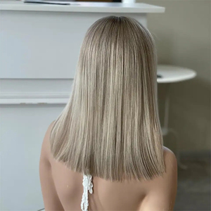 Week Limited Barato 12A Grado Rubio ceniza Color Clip en corte corto Bob Peluca Virgen Europea Cutícula Cabello humano Pelucas delanteras de encaje - Product Image 5
