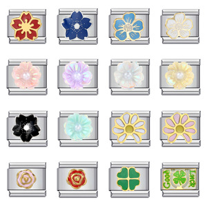 Module italien acier <span class=keywords><strong>bricolage</strong></span> élastique épissage sangle chaîne fleur monde Style Bracelet <span class=keywords><strong>pour</strong></span> <span class=keywords><strong>femmes</strong></span> à la mode huile bracelets élégant - Product Image 2