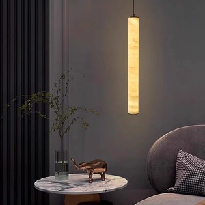 Modern Minimalist Cylindrical Pendant <b>Light</b> Led Single Head Natural Marble Bedroom Hotel Wall Lamp - Product Image 2