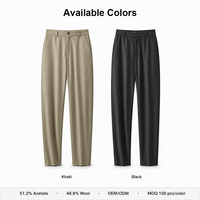 Pantalon de Costume Homme en Mélange de Laine Premium Coupe Droite Décontracté Chic Anti-Plis pour Bureau Formel Personnalisable OEM/ODM
