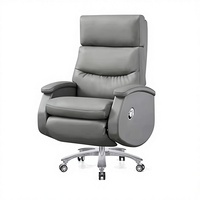 Fauteuil de Direction en Cuir avec Accoudoirs – Design Minimaliste Moderne, Piètement Métallique, Inclinable Électriquement, Confortable pour Longues Sessions, Pivotant