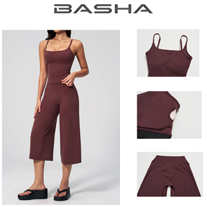 BASHAsports 新款瑜伽背心高腰速干七分裤聚酰胺纤维跑步户外瑜伽套装女式 - Product Image 4