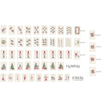 Set Mahjong Kustom Liburan Musim Dingin, Motif Cat Air Nutcracker Pohon Natal Bola Salju Ubin Mahjong Amerika