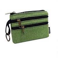 Organizer Kanvas Terbuka Tiga Lapis Bermotif Kartun, Dompet Rias Genggam Praktis untuk Musim Panas, Dompet Koin Unisex untuk Kunci dan Kartu