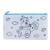 Tas Pouch Polos Bahan Non Woven Grosir, Tas Mewarnai Anak Custom, Tas Penyimpanan Murah dengan Resleting, Tas Pensil DIY untuk Anak