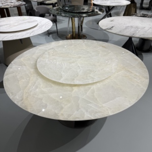 Bàn ăn hiện đại bằng đá cẩm thạch tự nhiên cao cấp, kiểu dáng sang trọng, phù hợp với phòng khách biệt thự, hình tròn lớn, dành cho 8 người - Product Image 1