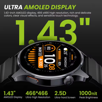 Montre connectée HAYLOU Watch 4S GPS avec écran AMOLED de 1,43 pouces, positionnement GPS par 5 satellites, plus de 120 modes sportifs, BT5.3, LS26
