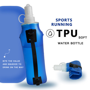 Botella de Agua Plegable de TPU Suave Gbaz Force, 500 ml, Portátil, Deportiva, Azul, con Asa - Product Image 5