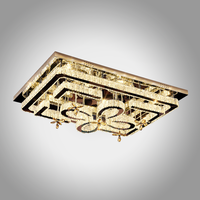 Lustre en cristal de luxe en promotion, luminaire de plafond moderne pour chambre à coucher, lampe LED avec commande par application, design carré ou rectangulaire