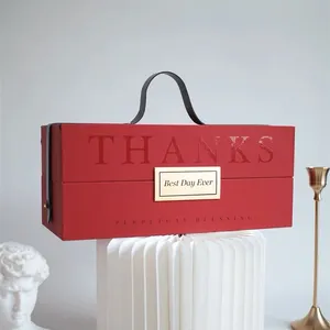 커스텀 디럭스 휴대용 웨딩 동반자 선물 상자 UV 크래프트 레드 와인 위스키 샴페인 포장 상자