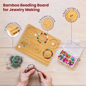 Wholesale Wooden <strong>Bead</strong> <strong>Board</strong> Bamboo Beading <strong>Board</strong> for Jewelry Making Bracelet &amp; Necklace Design Organizer with Grooved Sizes - Product Image 2
