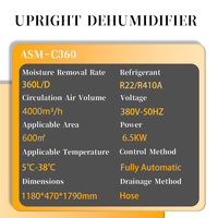 Déshumidificateur 360L/D avec affichage numérique, 6500W, déshumidificateur d'air commercial personnalisé pour l'usine, l'entrepôt, l'atelier, la construction