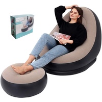 Canapé gonflable pliable en PVC avec repose-pieds, chaise gonflable portable d'extérieur, canapé gonflable imperméable pour la sieste